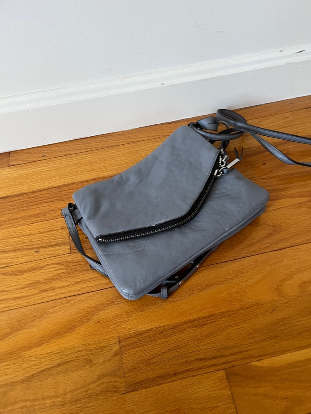 Vince Camuto Slate Gray Crossbody with Front Zip Detail